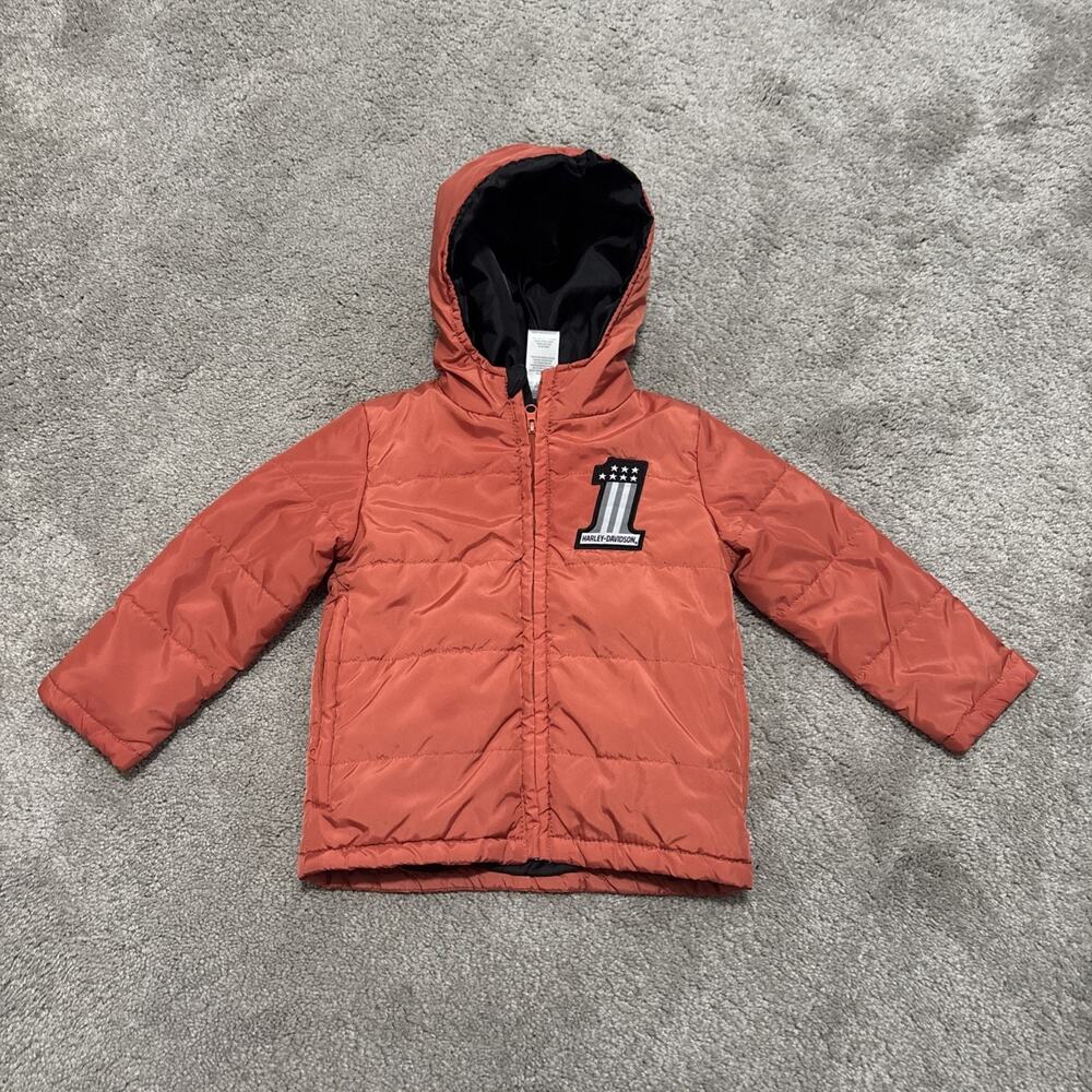 Harley Davidson Zip Jacket Toddler 2T Orange Logo Motorcycle